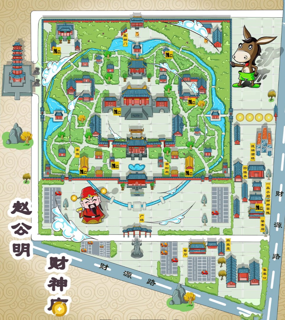 柳江寺庙类手绘地图